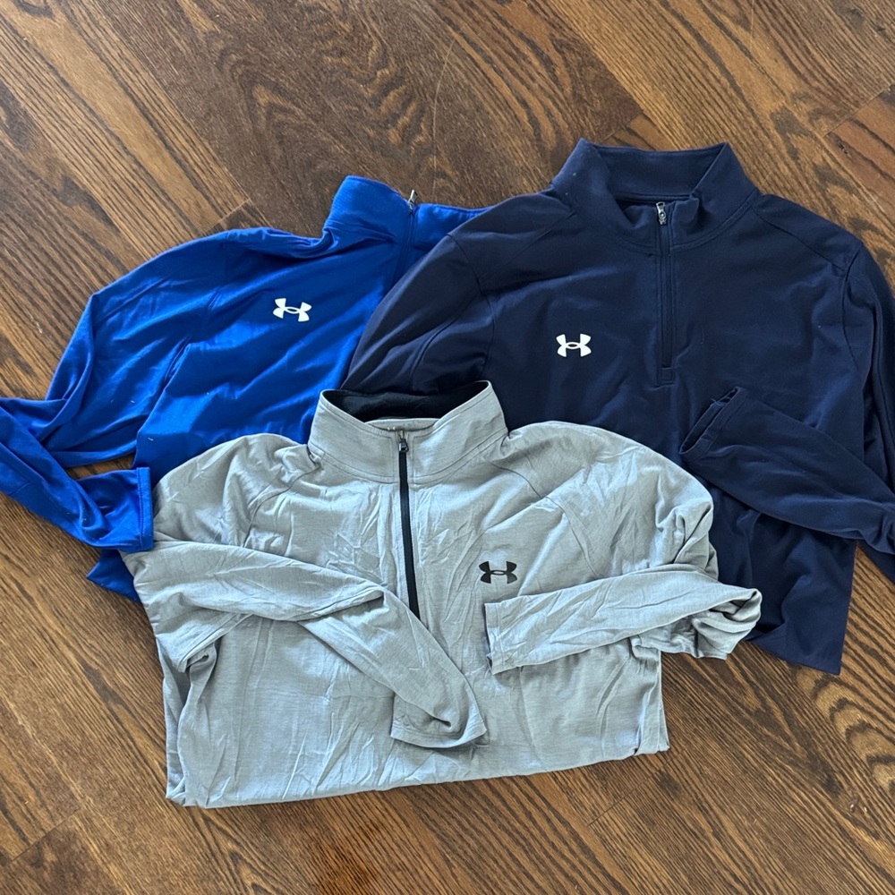 3 Under Armour Men's performance pullover  - Blue, Navy, and Gray
